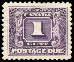 Postage Due - First Issue - Number 1 - Violet - Thin Paper Canada Postage Stamp | Postage Due