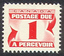 Centennial Postage Due - Number 1 - Third Issue - Ribbed Canada Postage Stamp | Postage Due