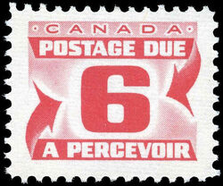 Centennial Postage Due - Number 6 - Third Issue - Ribbed Canada Postage Stamp | Postage Due