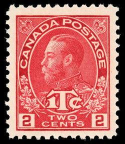 King George V - Carmine - War Tax - 1Tc - Die I Canada Postage Stamp