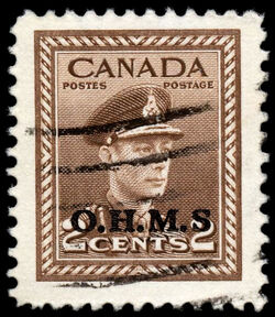 King George VI - Brown - OHMS Overprint - No Period After S Canada Postage Stamp