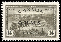 Hydro-Electric Power Plant, Quebec - Black Brown - OHMS Overprint Canada Postage Stamp