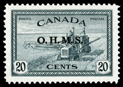 Combine Reaper And Thresher, Canadian Prairies - Slate Black - OHMS Overprint Canada Postage Stamp