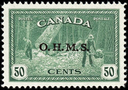 Logging - British Columbia - Dark Blue Green - OHMS Overprint Canada Postage Stamp