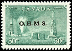 Oil Development, Western Canada - Dull Green - OHMS Overprint Canada Postage Stamp