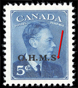 King George VI - Deep Blue - OHMS Overprint - No Period After S Canada Postage Stamp