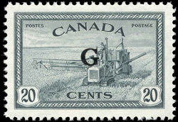 Combine Reaper And Thresher, Canadian Prairies - Slate Black - G Overprint Canada Postage Stamp