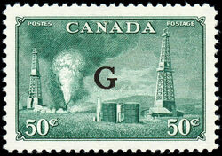Oil Development, Western Canada - Dull Green - G Overprint Canada Postage Stamp