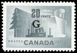 Forestry Products Of Canada - Grey - G Overprint Canada Postage Stamp