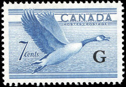 Canada Goose, Branta Canadensis - Blue - G Overprint Canada Postage Stamp