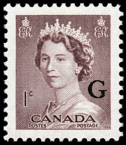 Queen Elizabeth II - Violet Brown - G Overprint Canada Postage Stamp