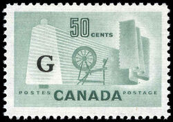 Canada's Textile Industry - Light Green - G Overprint Canada Postage Stamp