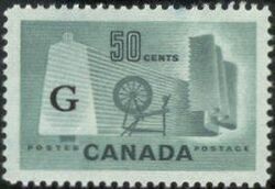 Canada's Textile Industry - Light Green - G Overprint Canada Postage Stamp