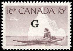 Inuit Hunter - Violet Brown - G Overprint Canada Postage Stamp
