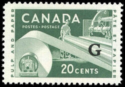 Pulp And Paper - Green - G Overprint Canada Postage Stamp