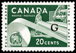 Pulp And Paper - Green - G Overprint - Flying G Canada Postage Stamp