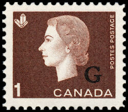Queen Elizabeth II - Brown - G Overprint Canada Postage Stamp