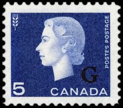 Queen Elizabeth II - Violet Blue - G Overprint Canada Postage Stamp