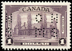 Chateau De Ramezay, Montreal - Dull Violet - OHMS - 4 Holes in Vertical H Bars Canada Postage Stamp