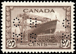 Corvette Ready For Launching - Chocolate - OHMS - 4 Holes in Vertical H Bars Canada Postage Stamp