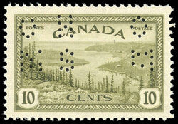 Great Bear Lake, Northwest Territories - Olive - OHMS - 4 Holes in Vertical H Bars Canada Postage Stamp