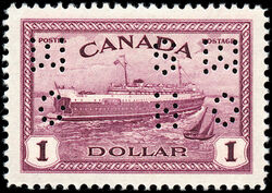 Train Ferry, Prince Edward Island - Red Violet - OHMS - 4 Holes in Vertical H Bars Canada Postage Stamp