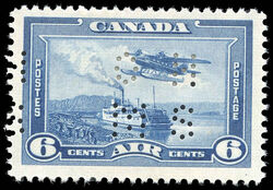Mackenzie River, Northwest Territories, Air - OHMS - 4 Holes in Vertical H Bars Canada Postage Stamp