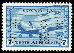 British Commonwealth Air Training Plan, Air - OHMS - 4 Holes in Vertical H Bars Canada Postage Stamp