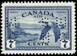 Canada Geese Near Sudbury, Ontario, Air - OHMS - 4 Holes in Vertical H Bars Canada Postage Stamp