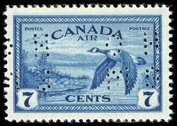 Canada Geese Near Sudbury, Ontario, Air - Double Right Frameline - OHMS - 4 Holes in Vertical H Bars Canada Postage Stamp