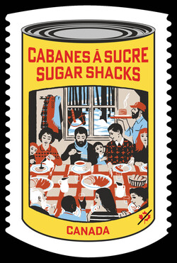 Sugar Shacks - Yellow Can Canada Postage Stamp | Sugar Shacks